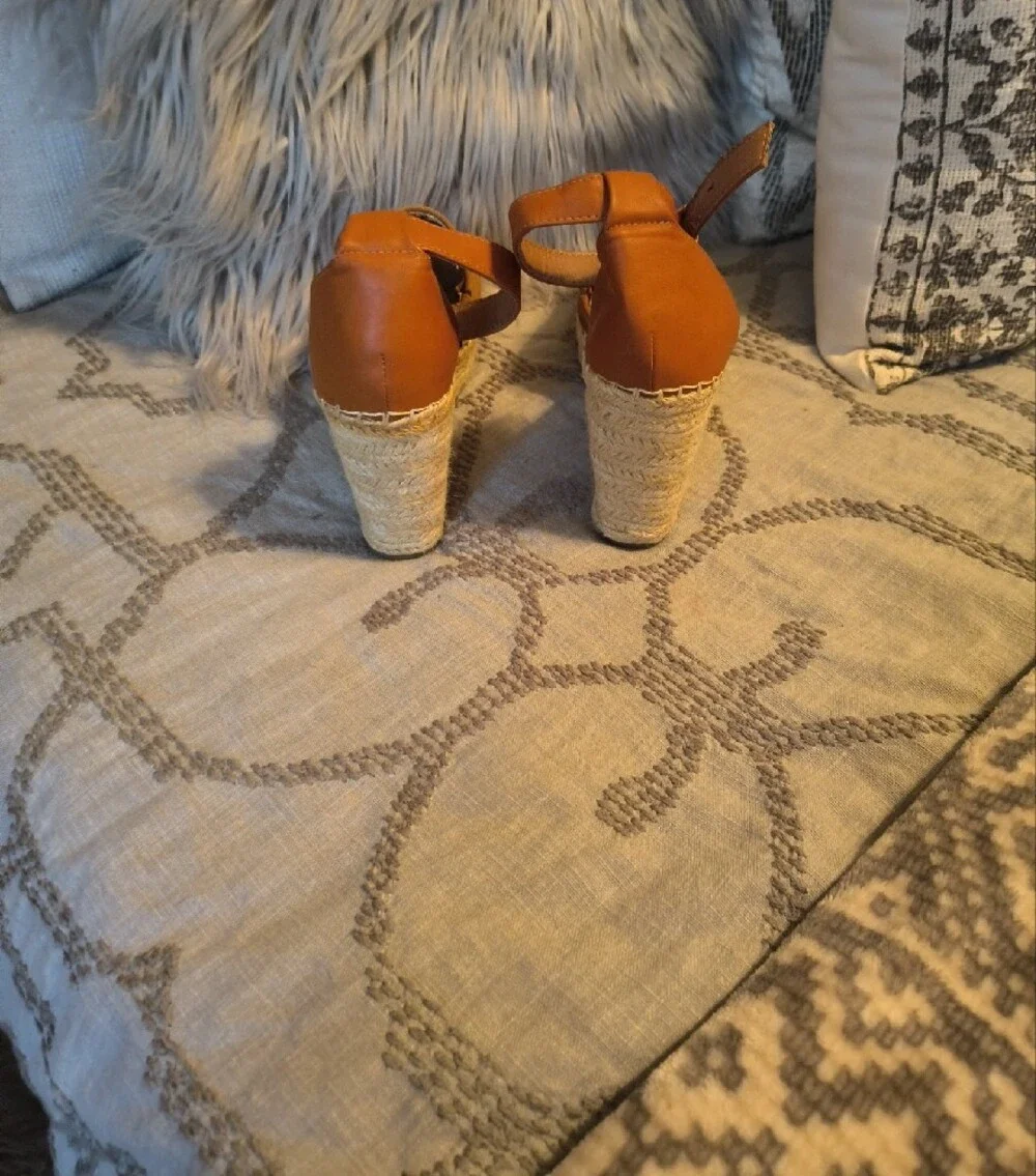 Steve Madden Copper Suede Espadrille Wedge Sandals with Ankle Strap